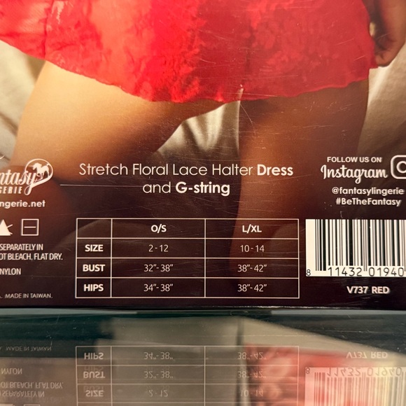 Fantasy Lingerie Vixen Red Halter Chemise - Picture 6 of 7